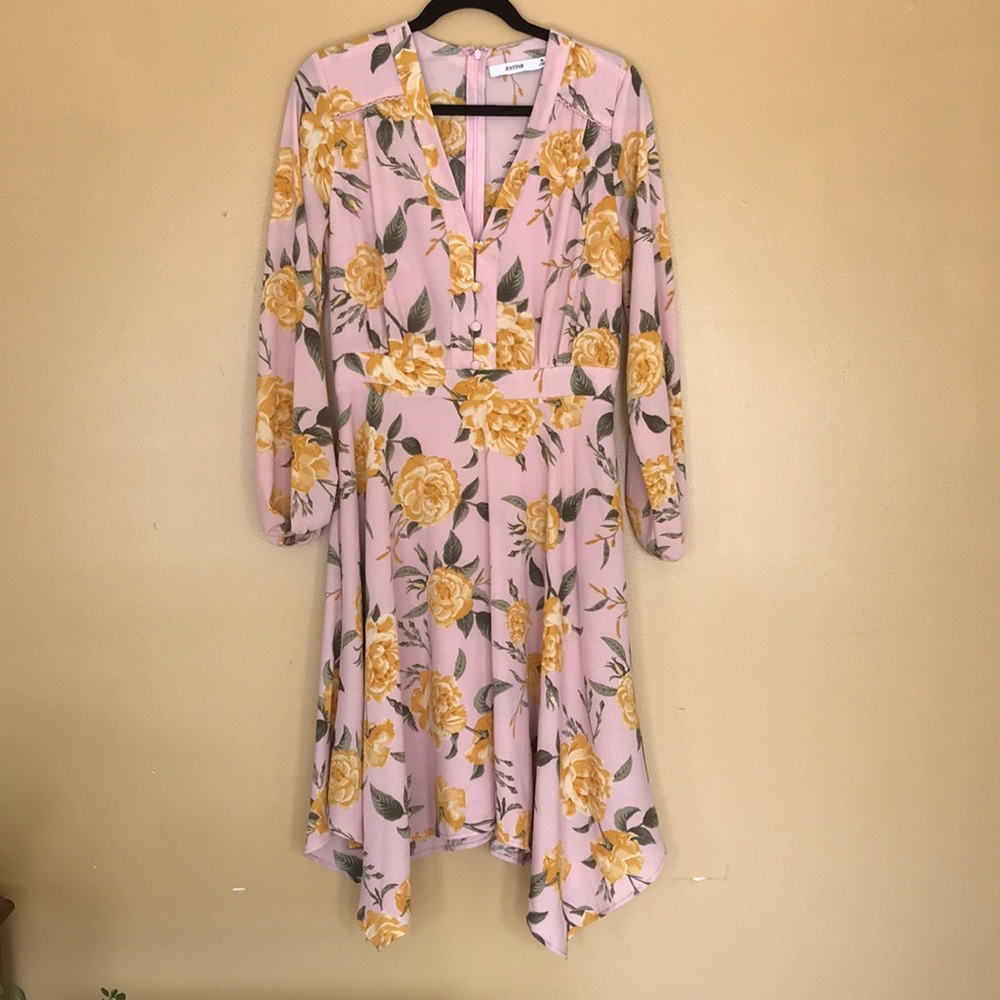 Pink Floral Chiffon Dress